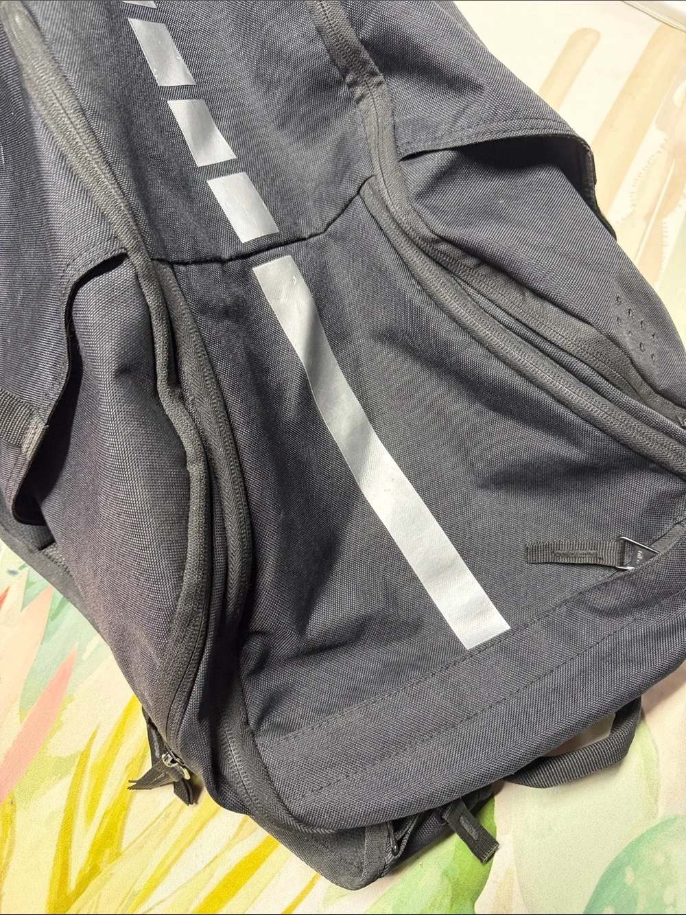 Nike Hoops Elite Pro basketball backpack features metallic silver stripe accents